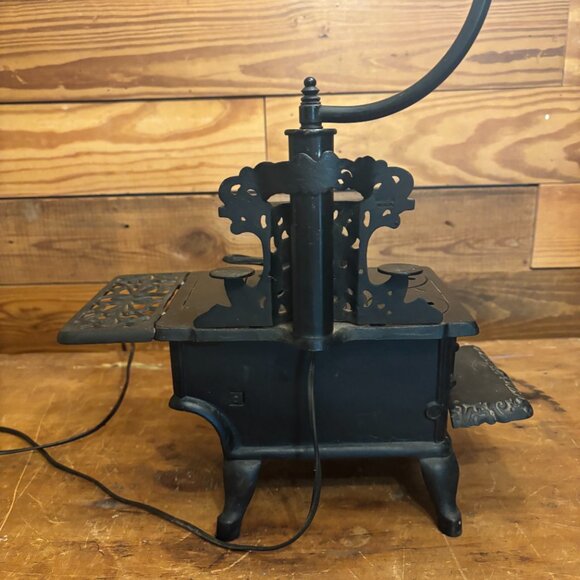 Antique Cast Iron Stove Lamp - Picture 7 of 10